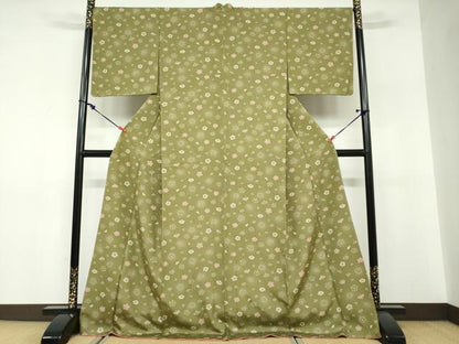 平和屋着物●上質な小紋　舞梅文　ロング丈　正絹　逸品　未使用　DABF1360ud