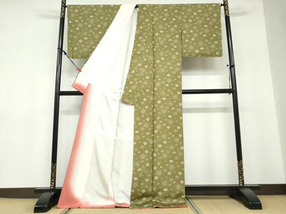 平和屋着物●上質な小紋　舞梅文　ロング丈　正絹　逸品　未使用　DABF1360ud