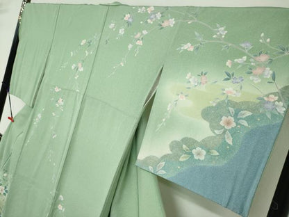 平和屋着物●訪問着　枝花文　金彩　正絹　逸品　DABF1361ud