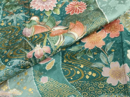 平和屋着物●訪問着 流水鴛鴦草花文 金彩 正絹 逸品 DABF1364ud