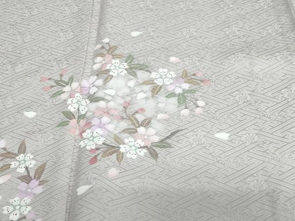 平和屋着物●訪問着　舞桜文　正絹　逸品　DABF1366ud