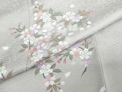 平和屋着物●訪問着　舞桜文　正絹　逸品　DABF1366ud