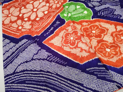 平和屋着物●豪華振袖　総絞り　地紙草花文　正絹　逸品　DABF1368ud