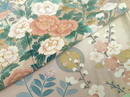 平和屋着物●訪問着　作家物　駒刺繍　雲取り草花文　暈し染め　金彩　正絹　逸品　DABF1370ud