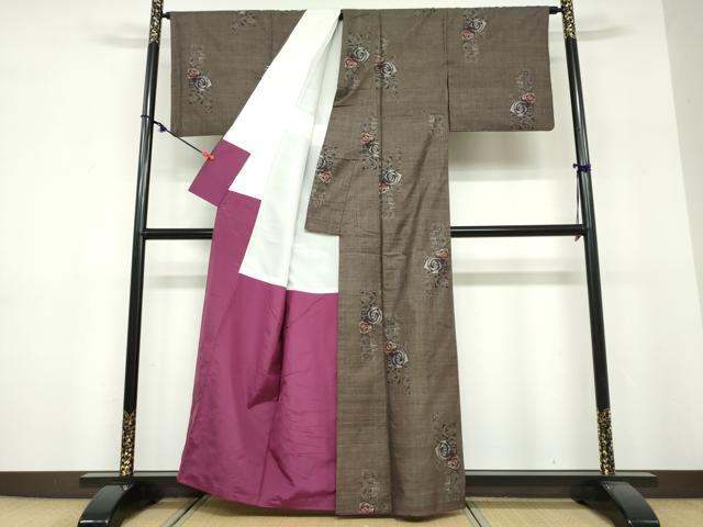 平和屋着物●本場大島紬　9マルキ　短冊草花文　正絹　逸品　DABF1371ud