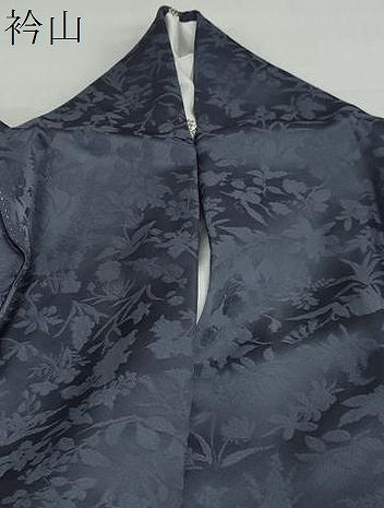 平和屋着物●無地絵羽訪問着　草花文　藍鉄色　正絹　逸品　DABF1372ud