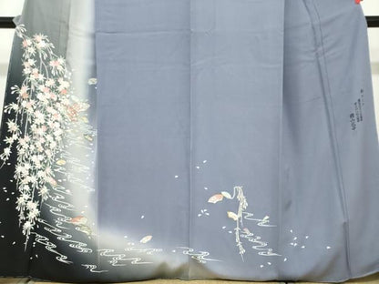 平和屋着物●史上初の女性友禅師 京都府伝統産業優秀技術者 京の名工 岡山武子 訪問着 地紙桜文 暈し染め 金彩 さが美扱い 正絹 DABF1373ud