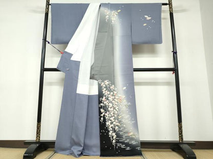 平和屋着物●史上初の女性友禅師 京都府伝統産業優秀技術者 京の名工 岡山武子 訪問着 地紙桜文 暈し染め 金彩 さが美扱い 正絹 DABF1373ud