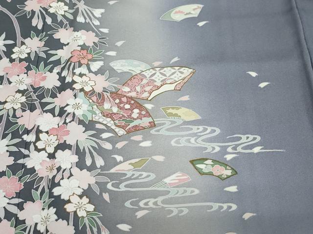 平和屋着物●史上初の女性友禅師 京都府伝統産業優秀技術者 京の名工 岡山武子 訪問着 地紙桜文 暈し染め 金彩 さが美扱い 正絹 DABF1373ud