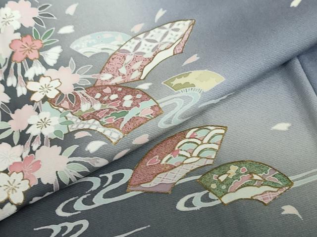 平和屋着物●史上初の女性友禅師 京都府伝統産業優秀技術者 京の名工 岡山武子 訪問着 地紙桜文 暈し染め 金彩 さが美扱い 正絹 DABF1373ud