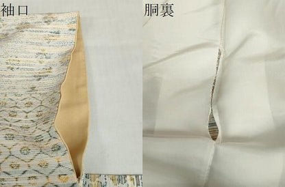 平和屋着物●上質なお召　更紗花唐草文　正絹　逸品　DABF1376ud