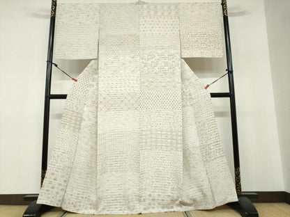 平和屋着物●上質なお召　更紗花唐草文　正絹　逸品　DABF1376ud