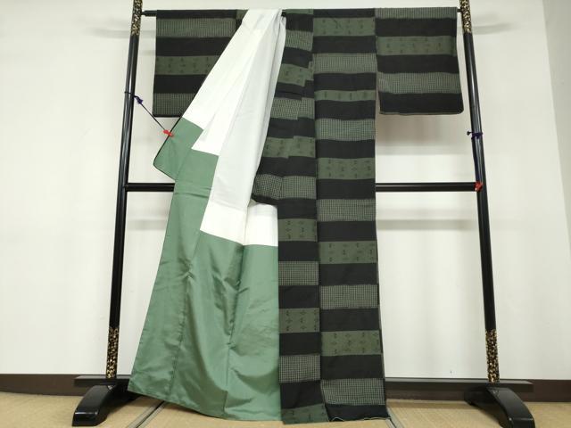 平和屋着物●上質な紬　絣文様　正絹　逸品　DABF1378ud