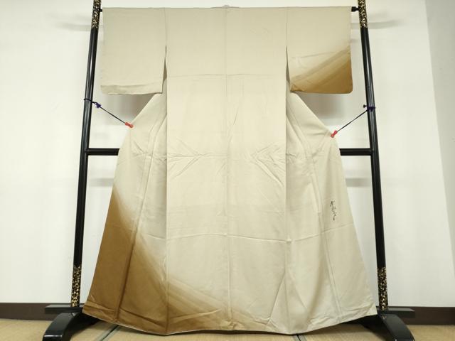 平和屋着物●染色作家　斉藤三才　訪問着　三才鳥地紋　暈し染め　正絹　逸品　未使用　DABF1379ud