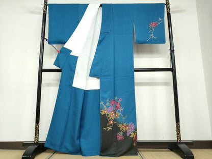 平和屋着物●染色作家 草野一騎 訪問着 枝花文 暈し染め 金彩 正絹 逸品 未使用 DABF1380ud