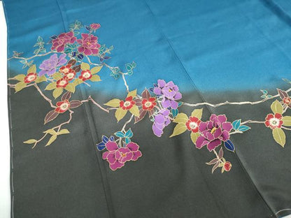 平和屋着物●染色作家 草野一騎 訪問着 枝花文 暈し染め 金彩 正絹 逸品 未使用 DABF1380ud