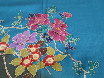平和屋着物●染色作家 草野一騎 訪問着 枝花文 暈し染め 金彩 正絹 逸品 未使用 DABF1380ud