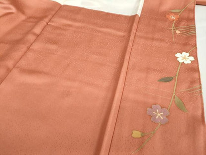 平和屋着物●訪問着 御所車草花丸文 暈し染め 金彩 正絹 逸品 DABF1382ud