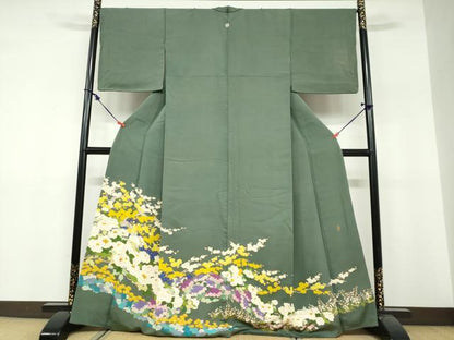 平和屋着物●豪華色留袖 草花文 正絹 逸品 DABF1383ud