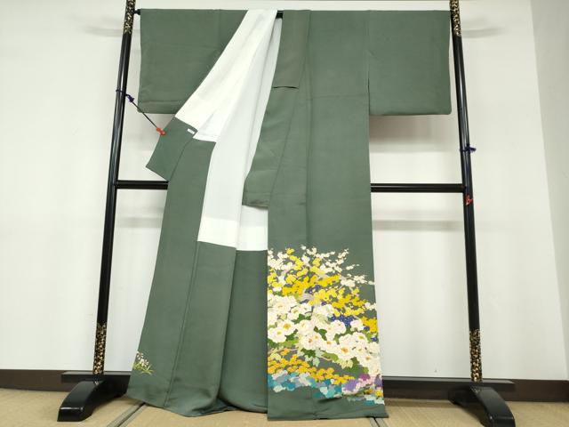平和屋着物●豪華色留袖 草花文 正絹 逸品 DABF1383ud