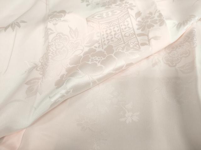 平和屋着物●振袖用長襦袢 無双仕立て 貝桶草花地紋 暈し染め 半衿刺繍 正絹 逸品 DABF1385ud