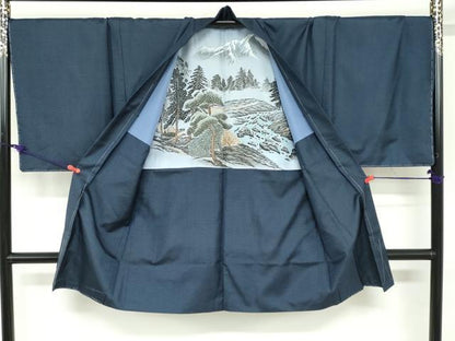 平和屋着物●男性 本場大島紬 アンサンブル 長羽織 長襦袢（袷）セット 100亀甲 総詰め キングサイズ 正絹 逸品 未使用 DABF1389ud