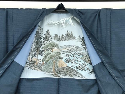 平和屋着物●男性 本場大島紬 アンサンブル 長羽織 長襦袢（袷）セット 100亀甲 総詰め キングサイズ 正絹 逸品 未使用 DABF1389ud
