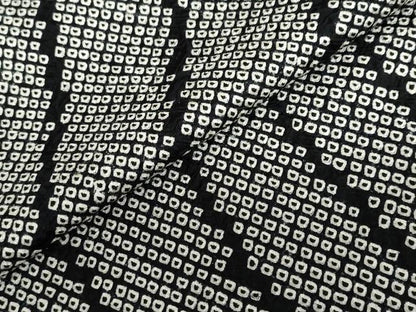 平和屋着物●上質な小紋 総絞り 変わり縞 黒地 正絹 逸品 DABF1391ud
