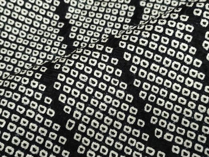 平和屋着物●上質な小紋 総絞り 変わり縞 黒地 正絹 逸品 DABF1391ud