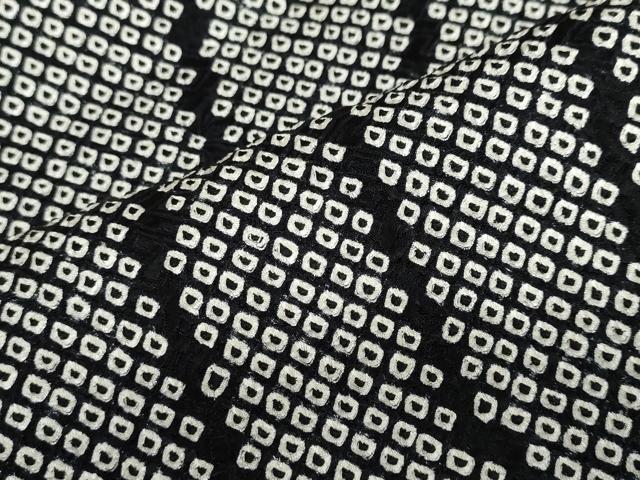 平和屋着物●上質な小紋 総絞り 変わり縞 黒地 正絹 逸品 DABF1391ud