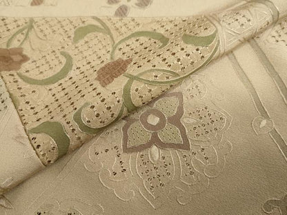 平和屋着物●中国三大刺繍 スワトウ刺繍 汕頭刺繍 総刺繍 小紋 切嵌洋花文 カラー胴裏：空五倍子色 正絹 逸品 DABF1392ud