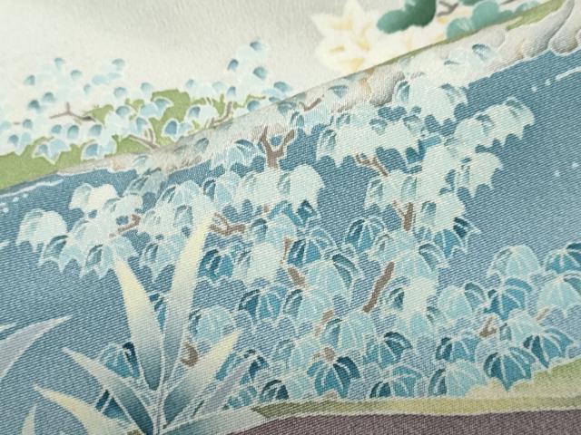 平和屋着物●豪華色留袖 友禅 作家物 風景花文 暈し染め ロング丈 正絹 逸品 未使用 DABF1393ud