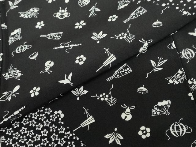 平和屋着物●訪問着 作家物 器物花文 黒地 正絹 逸品 DABF1394ud