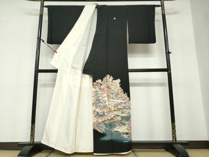 平和屋着物●本加賀友禅作家　村田幸司　黒留袖　人物風景文　暈し染め　正絹　逸品　DABF1400ud