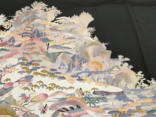 平和屋着物●本加賀友禅作家　村田幸司　黒留袖　人物風景文　暈し染め　正絹　逸品　DABF1400ud