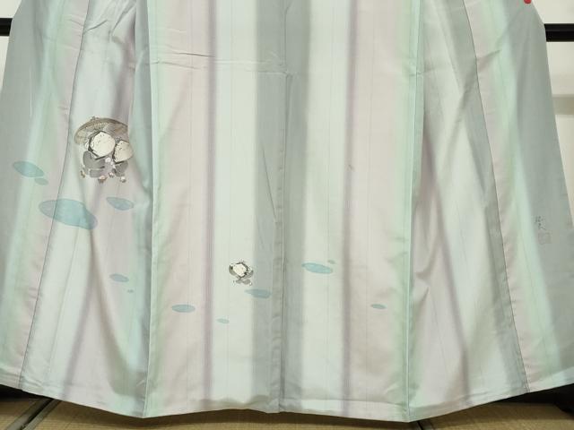 平和屋着物●日本画家　水嶋征夫　本場染大島紬　訪問着　童子遊び　正絹　逸品　DABF1403ud