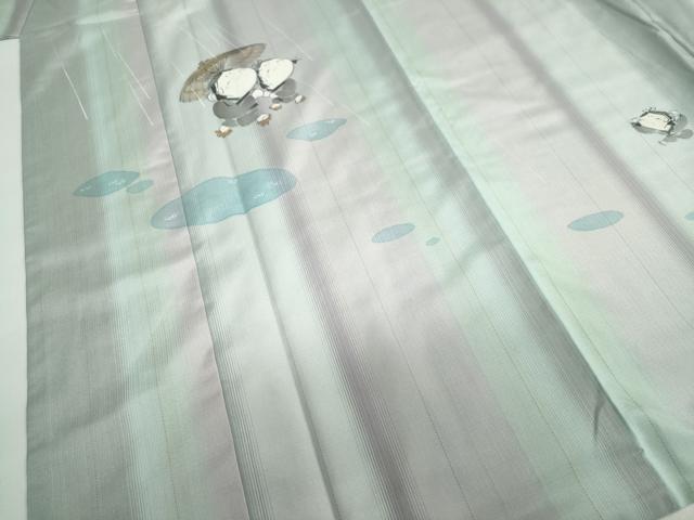 平和屋着物●日本画家　水嶋征夫　本場染大島紬　訪問着　童子遊び　正絹　逸品　DABF1403ud