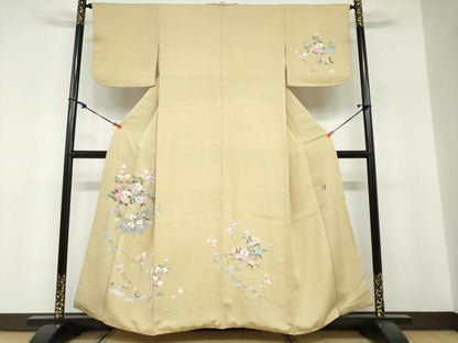 平和屋着物●本加賀友禅作家　岡本幸治　訪問着　草花文　高島屋扱い　正絹　逸品　DABF1405ud