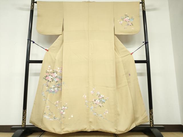 平和屋着物●本加賀友禅作家　岡本幸治　訪問着　草花文　高島屋扱い　正絹　逸品　DABF1405ud
