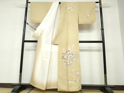 平和屋着物●本加賀友禅作家　岡本幸治　訪問着　草花文　高島屋扱い　正絹　逸品　DABF1405ud