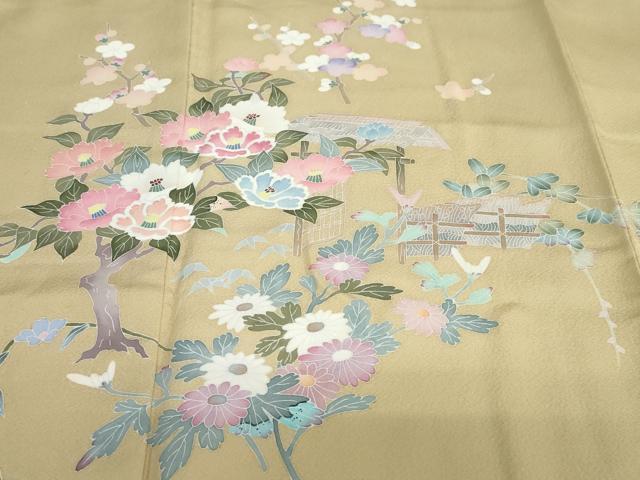 平和屋着物●本加賀友禅作家　岡本幸治　訪問着　草花文　高島屋扱い　正絹　逸品　DABF1405ud