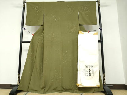 平和屋着物●銀座　志ま亀　小紋　箔散らし文　たとう紙付き　正絹　逸品　DABF1407ud