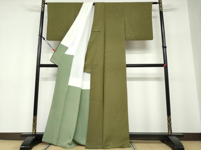 平和屋着物●銀座　志ま亀　小紋　箔散らし文　たとう紙付き　正絹　逸品　DABF1407ud