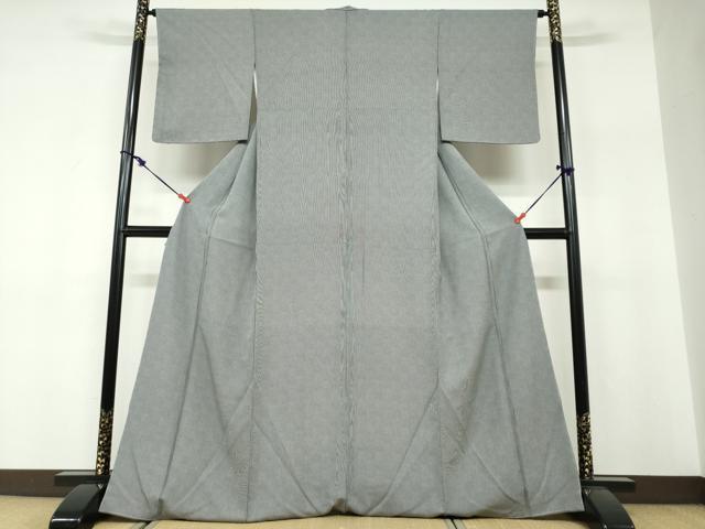 平和屋着物●江戸小紋　万筋　暗黒色色×灰黄緑色　正絹　逸品　未使用　DABF1408ud