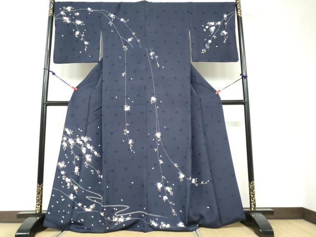 平和屋着物●訪問着　枝垂れ桜文　正絹　逸品　DABF1409ud