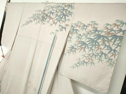 平和屋着物●訪問着　笹竹文　金糸　正絹　逸品　未使用　DABF1410ud
