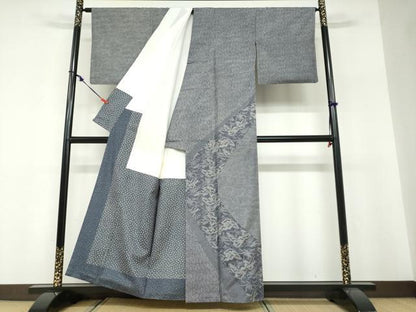 平和屋着物●二代目 川村久太郎　本場縞大島紬　訪問着　草花文　証紙付き　上村絹織物謹製　正絹　逸品　DABF1413ud