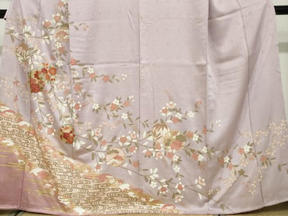 平和屋着物●訪問着　地紙重ね草花丸文　金彩　正絹　逸品　未使用　DABF1416ud