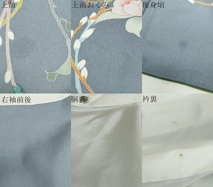 平和屋着物●訪問着　螺鈿　友禅　作家物　草花文　正絹　逸品　DABF1426ud
