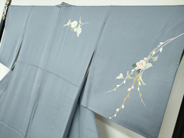 平和屋着物●訪問着　螺鈿　友禅　作家物　草花文　正絹　逸品　DABF1426ud